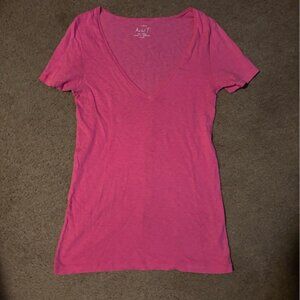 J. Crew Bright Pink V-Neck Short Sleeve Tee